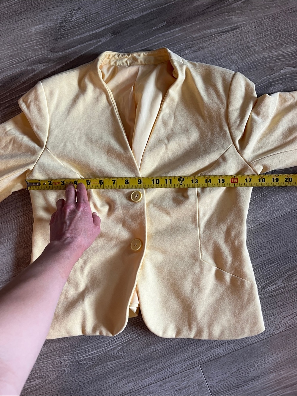 Women's pastel Yellow 3/4 sleeve Tailored Blazer Jacket - small - Picture 5 of 8